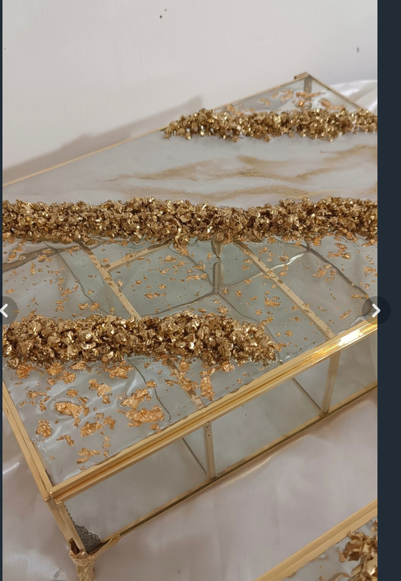 باکس تیبگ و دمنوش شیشه ای رزینی جهیزیه عروس