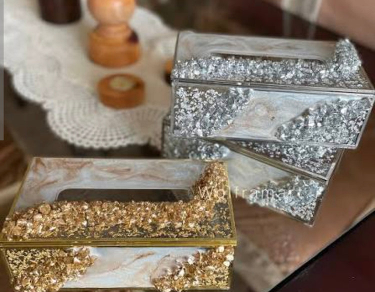 ست جا دستمال کاغذی و سطل اشغال لوکس و رزینی