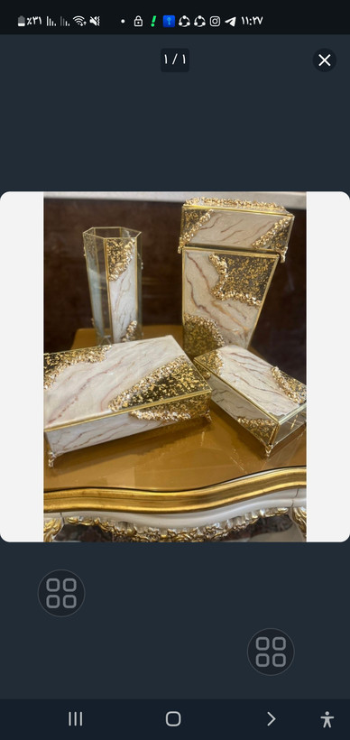 ست دستمال کاغذی و سطل اشغال برای جهیزیه شک و خاص پسند رزینی