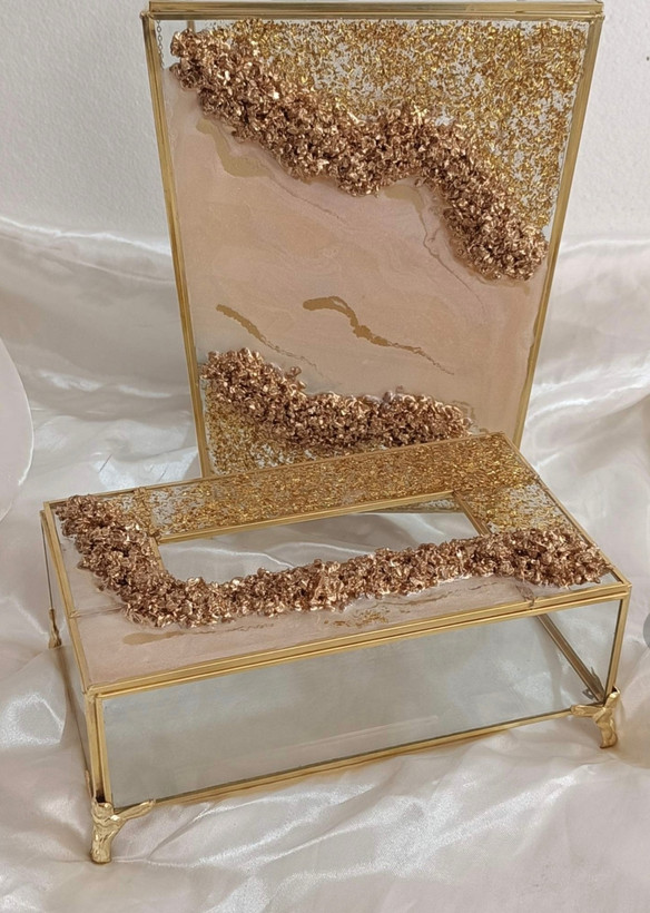 ست جا دستمال کاغذی و سطل زباله رزینی لوکس