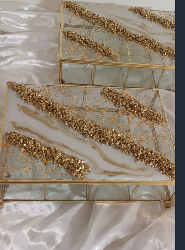 ست جا دستمال کاغذی و سطل زباله رزینی لوکس